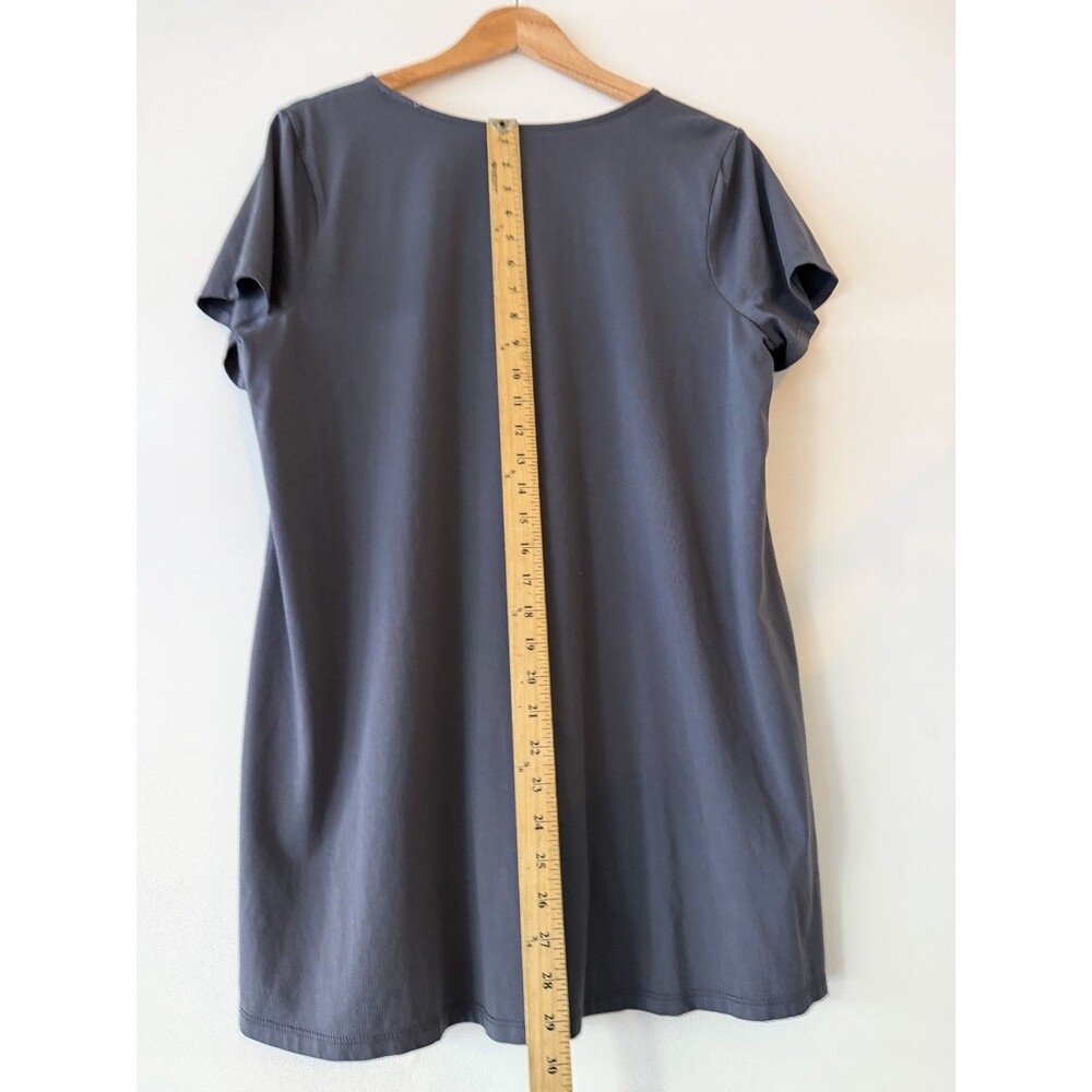 J.Jill Pure Jill Top Womens Large Tall Gray Side Slit Elliptical Tee Shirt - Picture 8 of 11